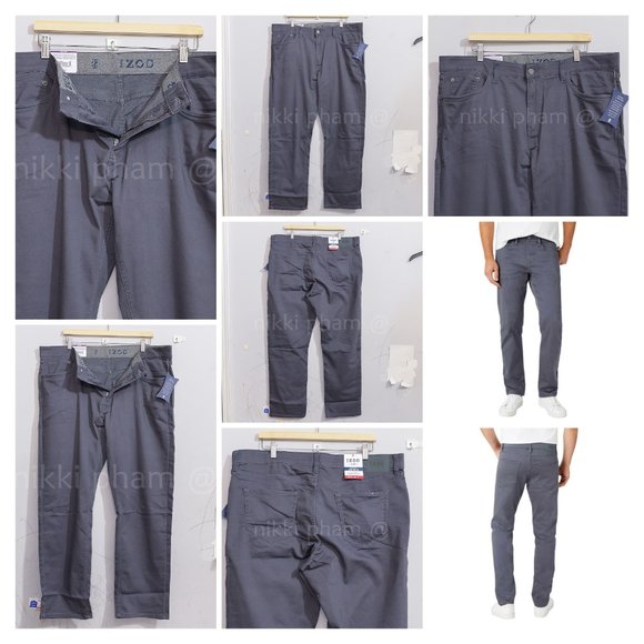 Brand new Izod Men's Stretch 5 Pocket Regular Fit Jeans in gray